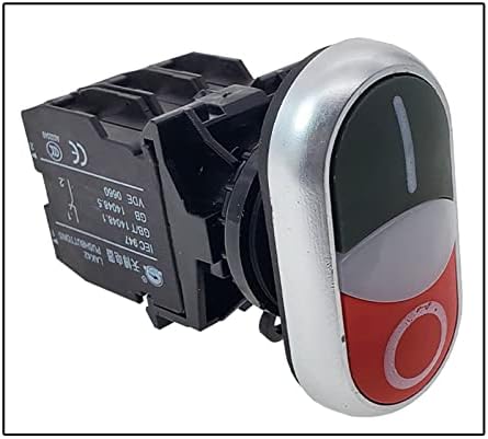 TPUOTI LA42 22mm İşıklı Çift Kafa basmalı düğme anahtarı 12V 24V 220V LED Lamba Gümüş Kontak Bahar Dönüş 1NO1NC Anahtarı LAK42 (Renk: