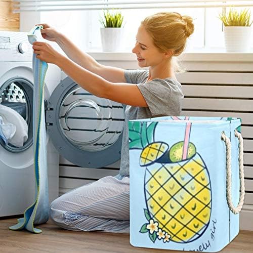 Inhomer Ananas Saman 300D Oxford PVC Su Geçirmez Giysiler Sepet Büyük çamaşır sepeti Battaniye Giyim Oyuncaklar Yatak Odası