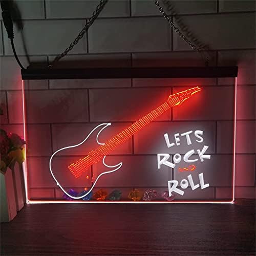 DVTEL gitar Neon burcu, özel dekor LED gece ışıkları akrilik Neon ışıkları, duvar asılı ışık tabela, 40X30 cm, beyaz kırmızı otel restoran