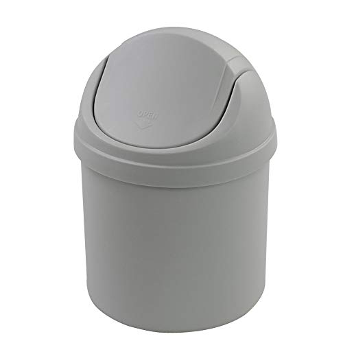 DynkoNA 2 L Mini Masaüstü Çöp Kovası, Kapaklı Tezgah Üstü Çöp Kovası (Gri)