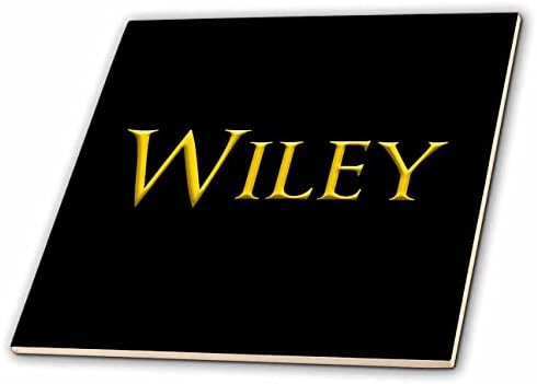 3dRose Wiley güzel erkek Amerikan adı. Siyah tılsımlı fayanslarda sarı (ct_349728_1)