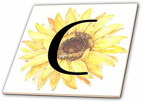 3dRose Monogram C Suluboya Ayçiçeği Karolarının Güzel Görüntüsü (ct_349934_1)