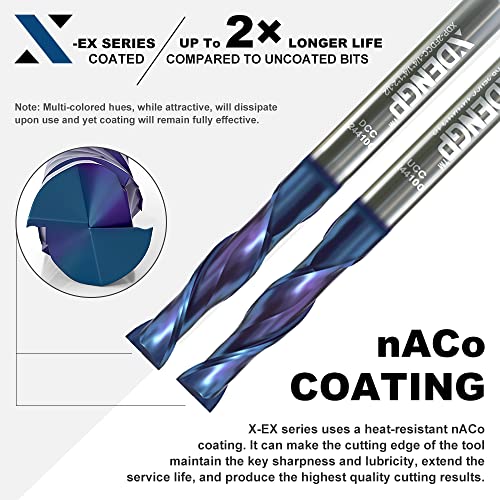 XDENGP Yukarı ve Aşağı Kesim Spiral Freze Uçları Seti için CNC, 1/4 inç Kesme Çapı ve 1 inç Kesme Uzunluğu 1/4 inç Shank ile NACO Kaplı