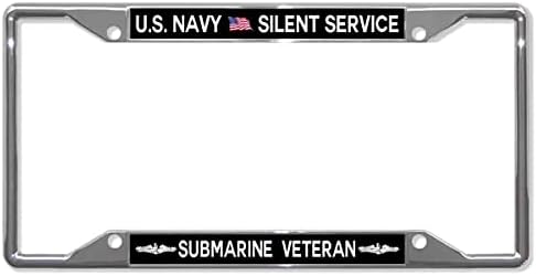 ABD Donanması Sessiz Servis Denizaltı Veteran plaka çerçevesi, 4 Delik Metal araba lisansı Plaka Tutucu