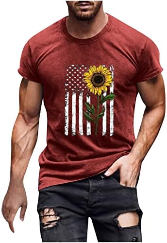 4th Temmuz Üstleri Erkekler için Gevşek Rahat Tatil Bluz Ayçiçeği ABD Bayrağı Baskı Vatansever Gömlek Bağımsızlık Günü Kıyafetleri