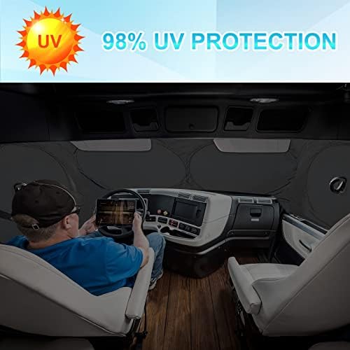 Ön cam ve yan cam için yarı kamyon güneş gölgesi / Güneşlik Kamyon için maksimum kapsama ön camları - UV güneş ısı ışınlarını engelleyin-Yarı,