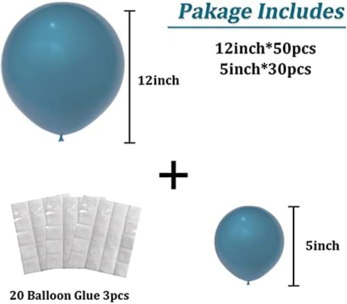 Tozlu Mavi Balon Garland Kemer Kitleri-Kayrak Mavi Balonlar Farklı Boyutlarda 5 İnç 12 İnç Doğum Günü Balonları Deniz Mavisi Balon