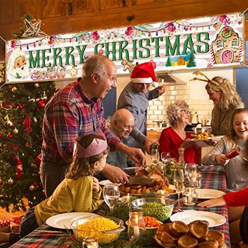 Büyük Vintage Noel Süslemeleri Pembe Merry Christmas Banner Vintage Stil Noel Baba Yard İşareti asılı dekorlar Noel Kış Tatil Parti