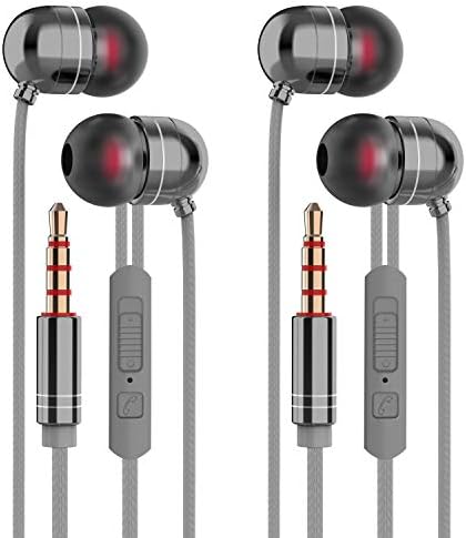 kulaklıklar Kablolu Kulaklık Metal Stereo Ağır Bas mikrofonlu kulaklık Mikrofon Ses Kontrolü ile (Gri 2 çift)