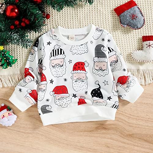 Çocuk spor giyim Kız Toddler Erkek Kız Noel Uzun Kollu Karikatür Santa Kazak Kazak Tops Taşıma Kaşkorse