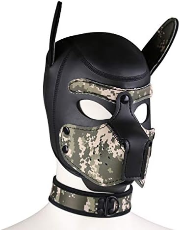 Neopren Köpek Tam Yüz Köpek Maskesi Yaka, Yenilik Çıkarılabilir Cosplay Yavru Kaput Maskesi