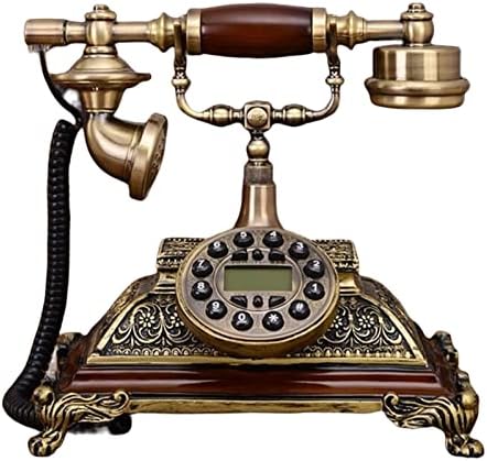 GaYouny Ahşap Retro Düğme Arama Telefon Ev Ofis Arayan KİMLİĞİ Klasik Mekanik Çan Sabit Telefon (Renk: A)