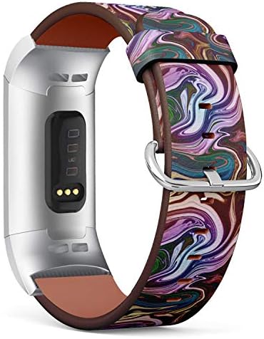 Fitbit Şarj 4, Şarj 3, Şarj 3 SE ile uyumlu - Erkekler ve Kadınlar için Yedek Deri Bileklik saat kayışı Kayış Bilezik - Renkli Mermer