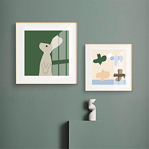 CHYSP İskandinav Modern Minimalist Tarzı Yatak Odası Dekorasyon Boyama Karikatür Hayvan Yeşil Tavşan Boyama karton kutu Boyama (Renk: