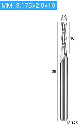 HUHAO CNC Freze Uçları 1/8 İnç Shank Spiral Gravür Kesme Aleti 2 Flüt Düz End Mill Karbür Ağaç İşleme 10 ADET