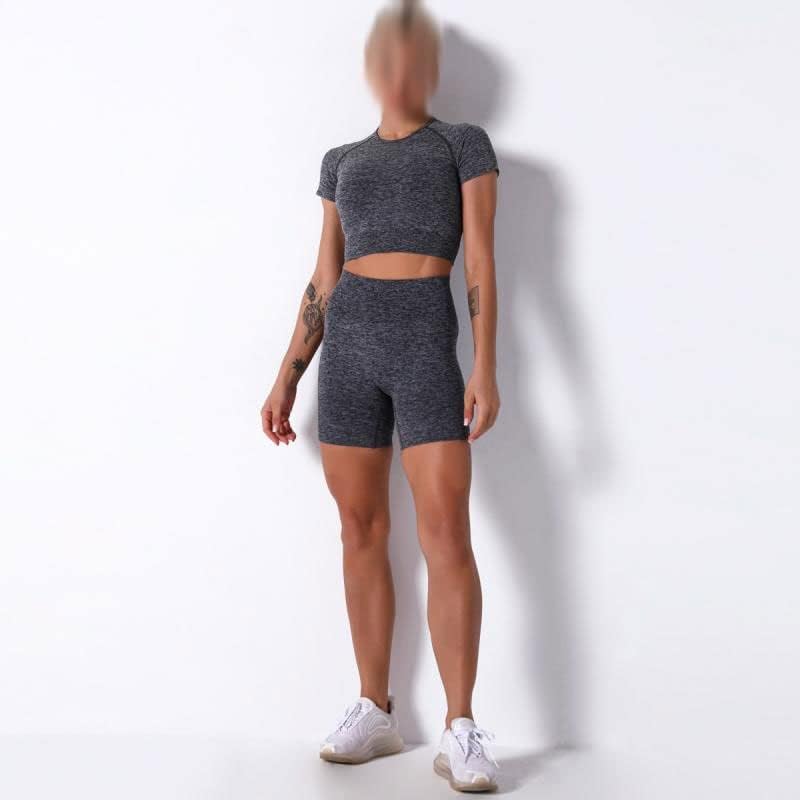 CZDYUF Yoga Seti Dikişsiz Spor Salonu Giyim egzersiz kıyafetleri kadın Eşofman Yüksek Bel Legging Spor Sutyeni Kırpma Üst (Renk : D,
