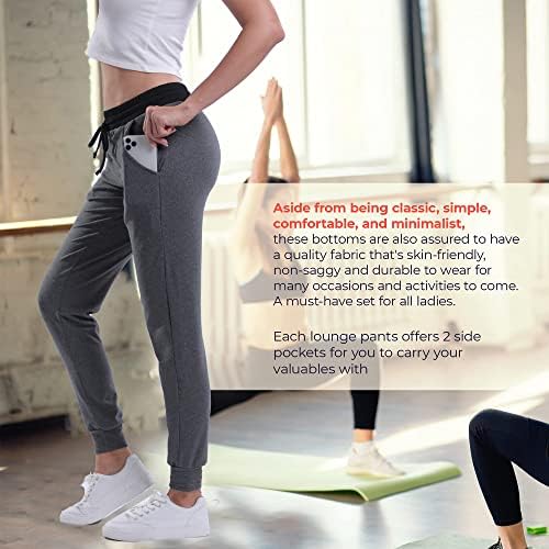 Ezmek 3 Paket Joggers Kadınlar için Yüksek Rise - Bayan Sweatpants Yan Cepli-Kadın Joggers Koşu, Binicilik, Yoga ve Spor Salonu