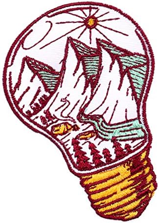 Dağ boyama lamba / ışık işlemeli aplike demir / yama dikmek Yaratıcı DIYCoats Kot sırt çantası kostüm dekorasyon karikatür manzara