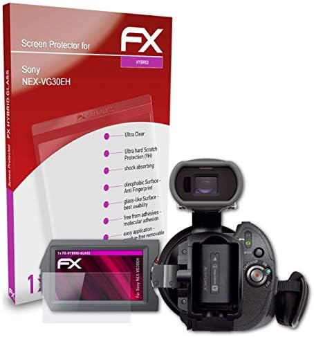 atFoliX Plastik Cam koruyucu film ile Uyumlu Sony NEX-VG30EH Cam Koruyucu, 9H Hibrid Cam FX Cam Ekran Koruyucu Plastik