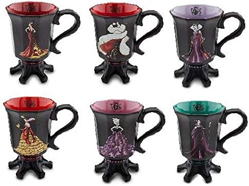 Disney Mağazasına Özel Tasarımcı Villians 6'lı Kupa Seti; Kupa Kraliçesi, Malefiz, Ursula, Gothel Ana, Kötü Kraliçe, Cruella De Vil