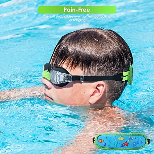 PUMKYN Yüzmek Gözlük Ağrısız Kayış 2-8 Yaş Çocuklar için, Hiçbir Saç Arapsaçı, Yürümeye başlayan yüzme gözlükleri Erkekler ve Kızlar