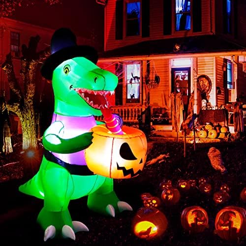 Kabak ile AerWo 6 Ft Cadılar Bayramı şişme dinozor, Cadılar Bayramı yap-LED ışıkları ile bahçe süslemeleri havaya uçurmak, tatil partisi
