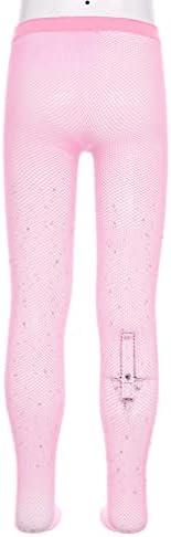 Linjinx Çocuk Kız Parlak Rhinestone Ayaklı Tayt Bale Dans balık ağı külotlu çorap Çorap Spor Yoga Jimnastik Tayt