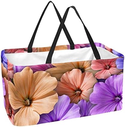 Yeniden kullanılabilir alışveriş sepeti Renkli Sardunya Çiçekleri Taşınabilir Katlanır Piknik Bakkal torbaları çamaşır sepeti alışveriş