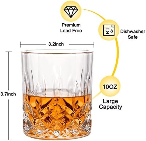 Viski Kayalar Cam, Hediye Kutusunda 4'lü Set (2 Kristal Burbon Bardak, 2 Yuvarlak Büyük Buz Topu Kalıbı) - Scotch Kokteyl Rom Konyak