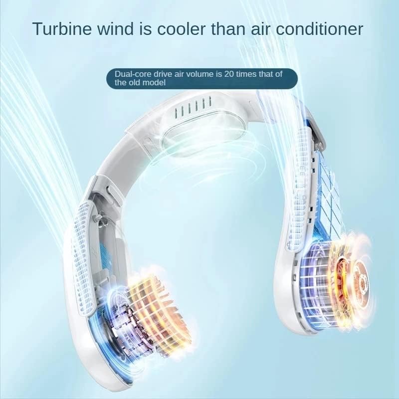 TJLSS Asılı Boyun Fanı Mobil Klima Soğutucu Açık Taşınabilir Bladeless Fan USB Şarj Edilebilir Boyun Soğutma Fanı Yaz için (Renk: A)