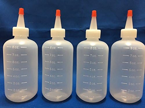 Dimes 4 paket 8 oz (240 ml) Plastik Boston Yuvarlak sıkılabilir şişeler + Yorker Kapaklar LDPE