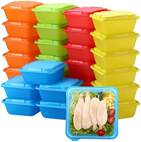 YUESING [Kapaklı 30 Paket Plastik Yeniden Kullanılabilir Gıda Saklama Kapları Kare Bento Kutusu Öğle Yemeği Yemek Hazırlama Kabı Gıda