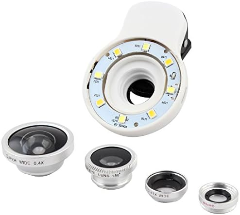 IIVVERR beyaz RK-09 9 in 1 3 özel Etkinlik kamera Lens w LED flaş dolgu ışığı (RK-09 9 en 1 3 Lens de la cámara de eficacia especial