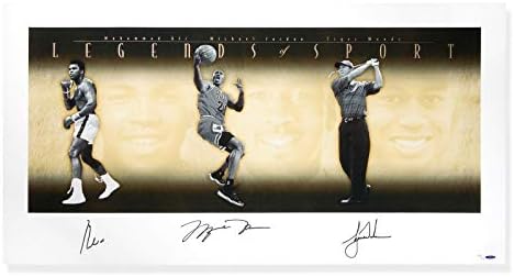 Michael Jordan Muhammed Ali Tiger Woods İmzalı 49X25 Baskı Efsaneleri / 500 UDA - İmzalı MLB Sanatı