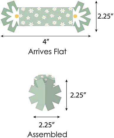 Mutluluğun Büyük Noktası Adaçayı Yeşil Papatya Çiçekleri-Çiçek Partisi Kağıt Peçete Tutacağı-Peçete Halkaları-24'lü Set