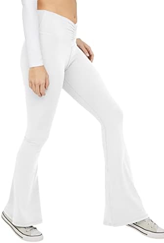 LAYOGAS Bayan Casual Bootleg Yoga Pantolon V Crossover Yüksek Belli Dantelli Flare egzersiz pantolonları Tayt