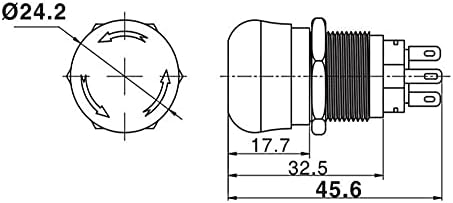 SCRUBY 1 ADET 19mm Durdurma Desen Düz Yuvarlak Paslanmaz Çelik Metal Acil Durdurma Düğmesi Anahtarı Basma Kilidi Dönüş Sıfırlama Renk
