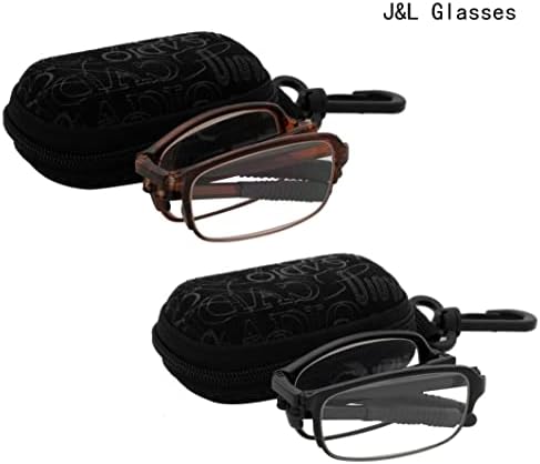 J & L Gözlük 2 Paket Moda Mini Cep Katlanır Okuma Presbiyopik Gözlük Erkekler Kadınlar İçin