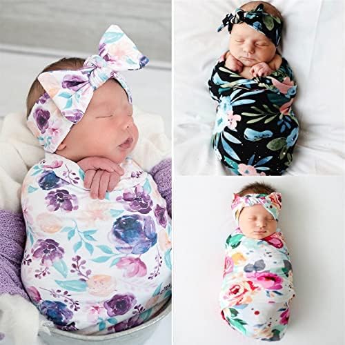 ANNE pamuklu battaniye Bebekler için Yumuşak Bebek kundak battaniyeleri şapka saç bandı Seti Erkek Pamuk Alma (Açık Mavi, Bir Boyut)