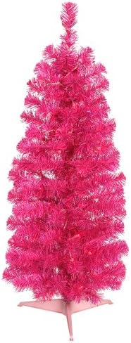 Vickerman Renkli Kalem 50 Pembe Mini Işıklı Sıcak Pembe Noel Ağacı, 3 Fit
