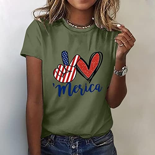 Amerikan Bayrağı Gömlek Kadınlar için Kısa Kollu Temel Tees Şık grafikli tişört Yıldız Çizgili ABD Üstleri 4th Temmuz Gömlek 2023