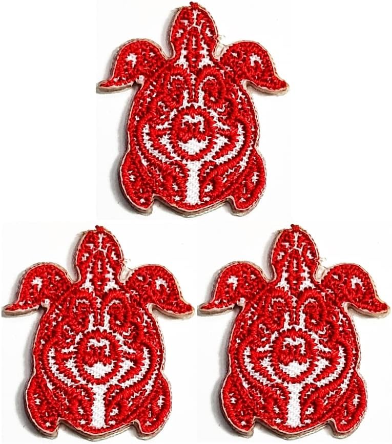 Kleenplus 3 adet. Mini Kaplumbağa Renk Kırmızı Beyaz Güzel Karikatür Yama Kaplumbağa Yamalar İşlemeli Yamalar Giydirmek için Kot Ceketler