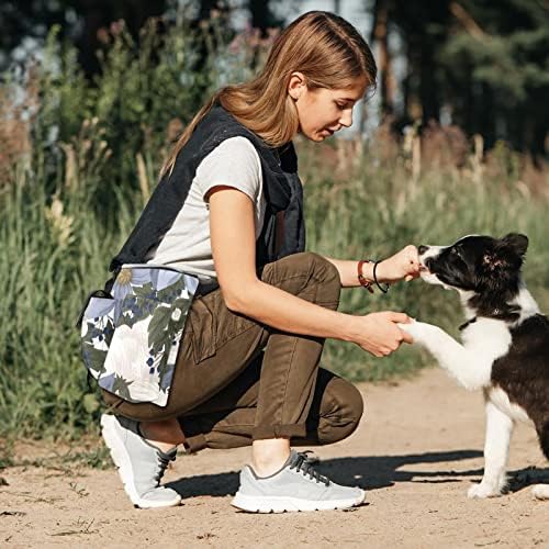 RysgdsE köpek eğitim Çantası, Vintage Çiçek Tedavi Çantası Köpek Eğitimi için, Eller Serbest bel kemeri fanny Paketi Köpek yürüyüş