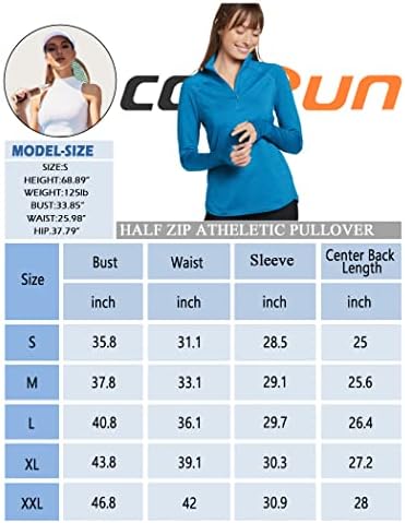 COOrun kadın Çeyrek Zip Kazak Uzun Kollu Atletik Egzersiz Gömlek Başparmak Deliği Yarım Zip Koşu Yoga Üstleri