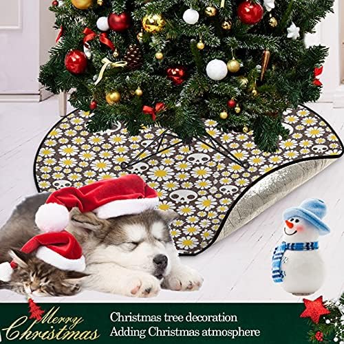 vısesunny Sevimli Kafatası Papatya Noel Ağacı Mat Tatil Parti Süslemeleri için Çiftlik Evi Büyük Ağaç Standı Kapak Paspaslar Noel Cadılar