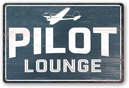 Pilot Salonu İşareti Havacılık Uçak veya Uçak Hangar Metal işareti Rustik Sokak işareti Veya Kapı İsim plakası Plak Çiftlik Evi garaj