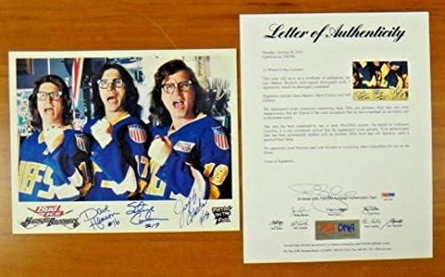 Hanson Kardeşler İmzalı Tomurcuk Buz Tokat Atış Hokeyi Filmi 8x10 Fotoğraf Tam JSA Mektubu İmzalı NHL Fotoğrafları