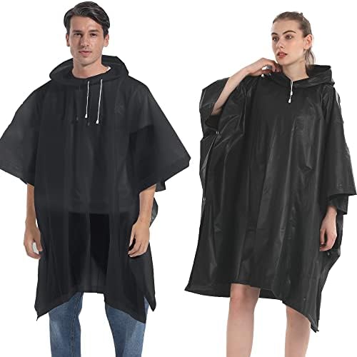 Yetişkin Erkekler ve Kadınlar için Yağmur Pançoları-Kapüşonlu 2'li Su Geçirmez Yağmurluk Ceket