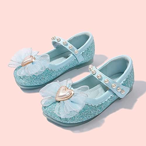 Kız Ayakkabı Küçük Deri Ayakkabı Tek Ayakkabı Çocuk Dans Ayakkabıları Kızlar Performans Ayakkabı Sneaker Bebek Kızlar için (Mavi, 10-10.