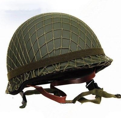 GPP ® Mükemmel İKINCI dünya savaşı ABD Ordusu M1 Yeşil Kask Çoğaltma Net / Tuval Çene Kayışı DIY Boyama
